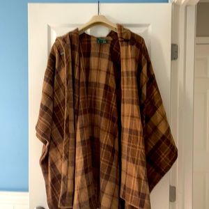 Rare new Ralph Lauren FULL LENGTH brown plaid wool cape